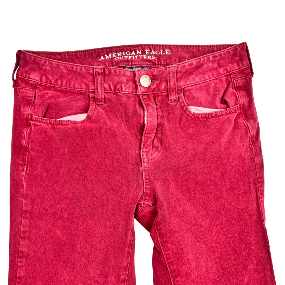 American Eagle 360 Super Stretch Jegging Burgundy Red Skinny Pants Womens Size 6
